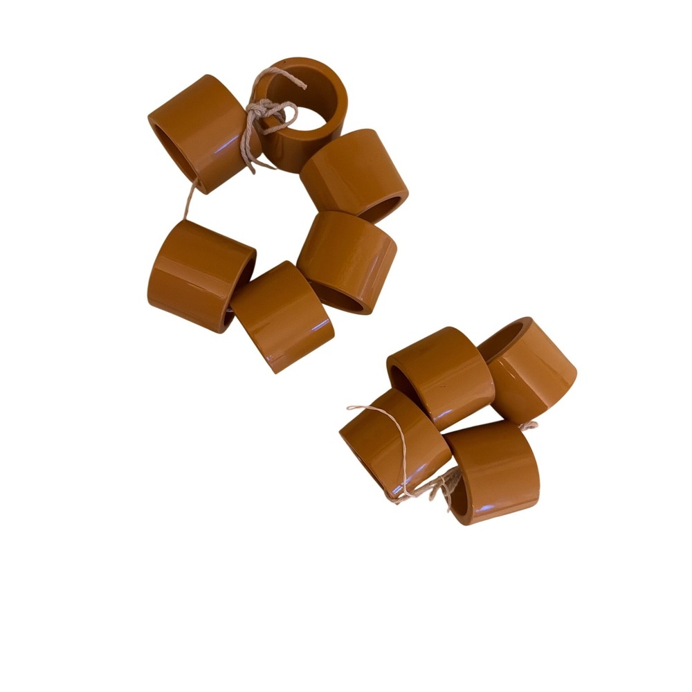 Set of‎ 8 Brown Resin Napkin Rings Holders Cylindrical Vintage 70s  Table Decor